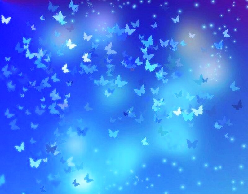 Blue Butterflies Flying — Serene, Digital Art, Light