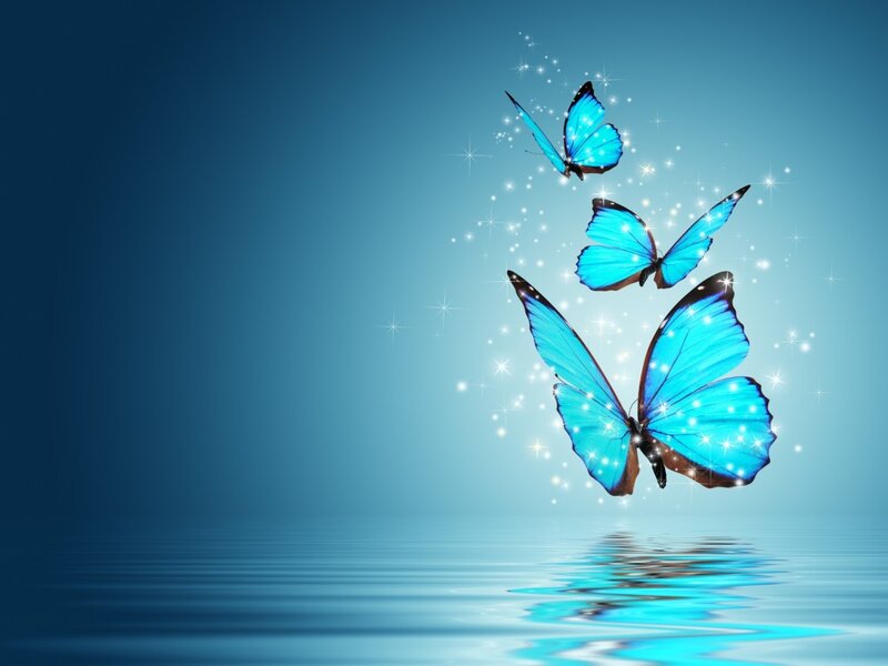 Blue Butterflies Flying — Serene, Digital Art