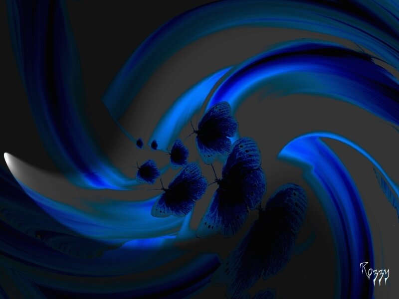 Blue butterflies in a swirl