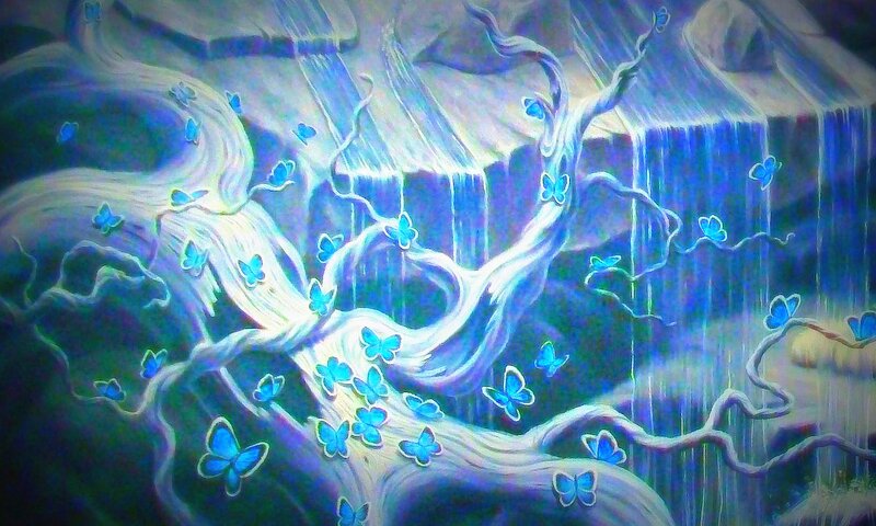 Blue Butterflies in Cave
