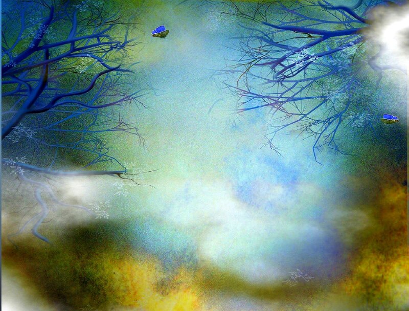 Blue Butterflies in Forest — Dreamy
