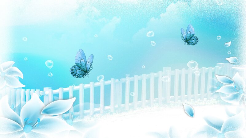 Blue Butterflies in Garden