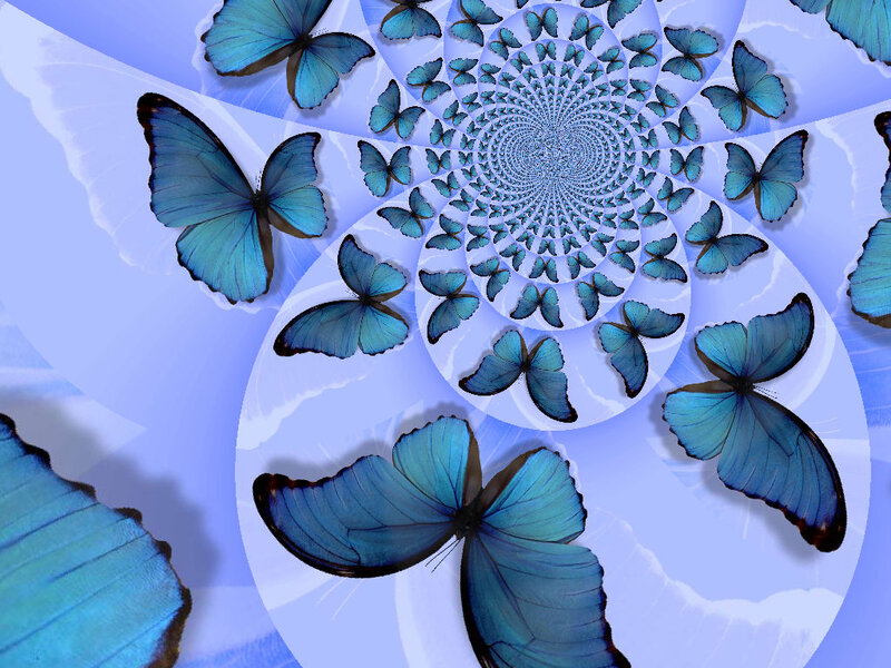Blue Butterflies in Spiral