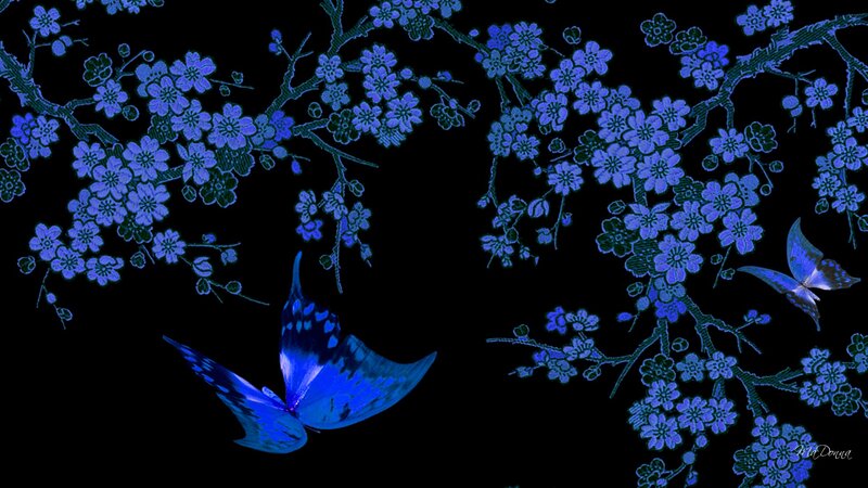 Blue Butterflies on Branches