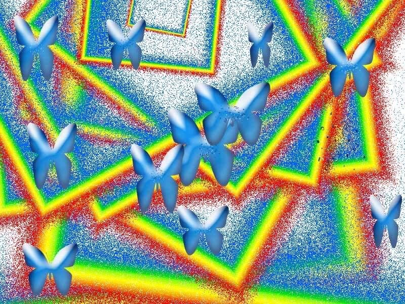 Blue Butterflies on Rainbow — Psychedelic