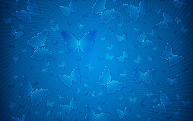 Blue butterflies on striped background