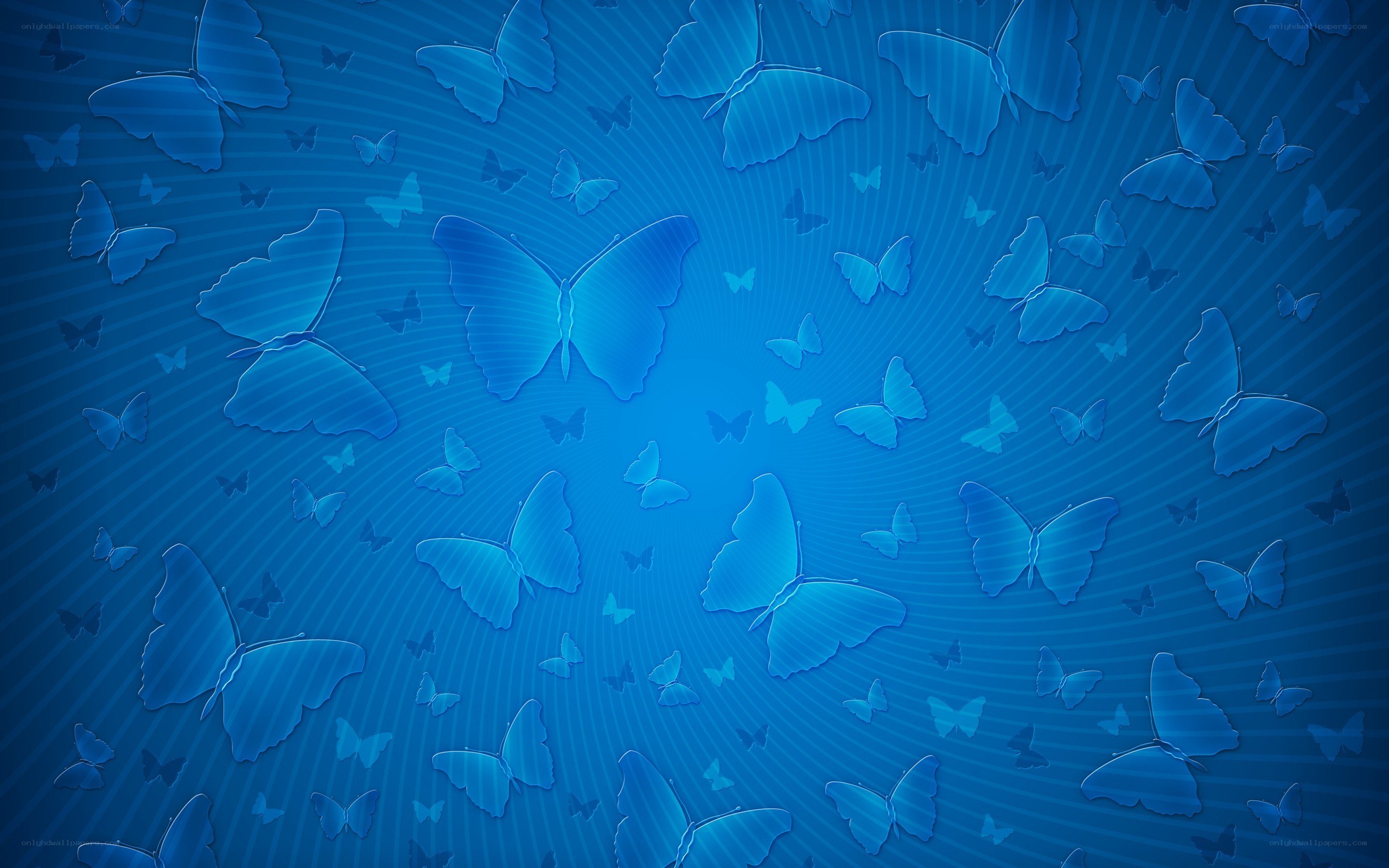 Blue butterflies on striped background