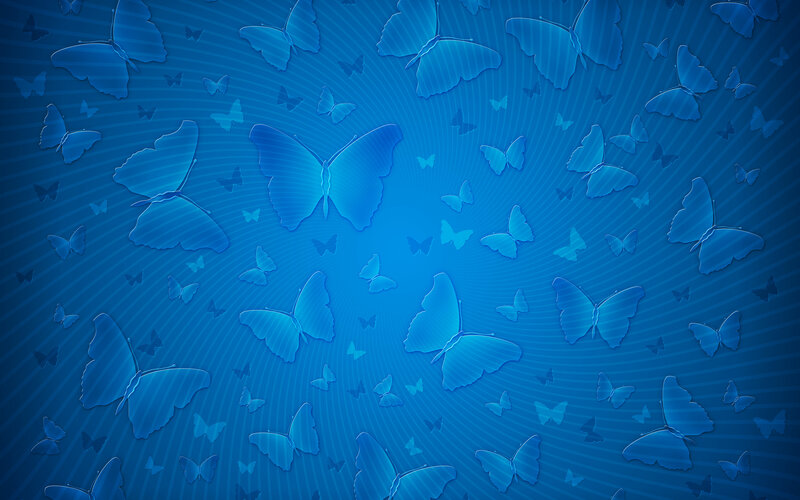 Blue butterflies on striped background
