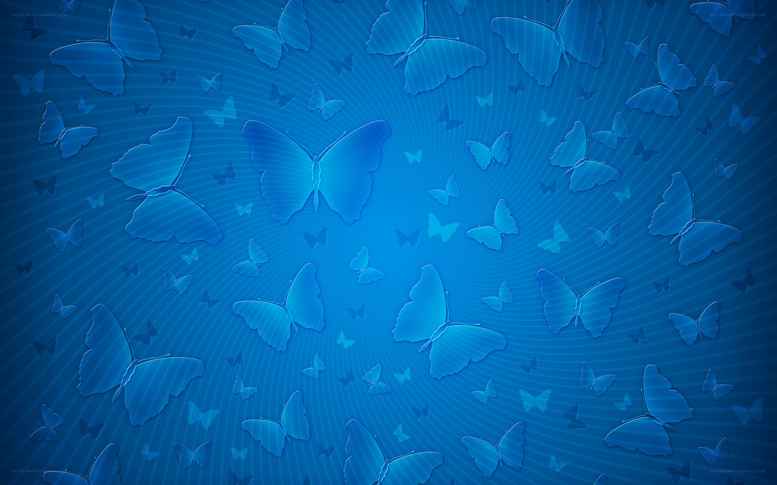 Blue butterflies on striped background