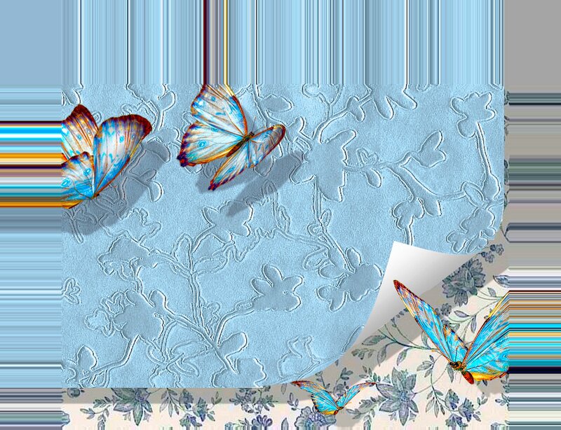 Blue Butterflies on Wallpaper