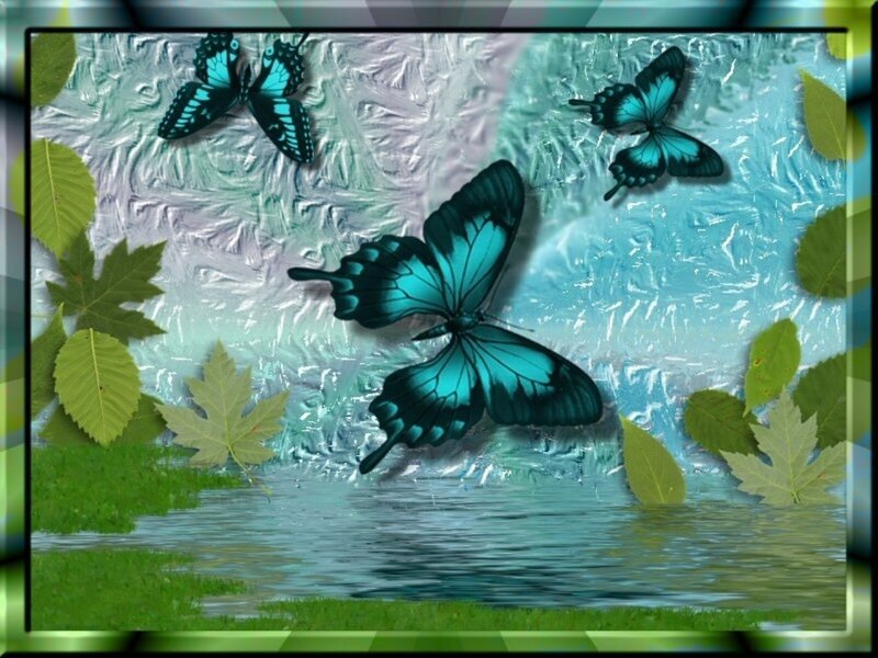 Blue Butterflies over Water