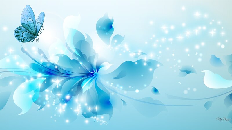 Blue Butterfly and Flower — Serene