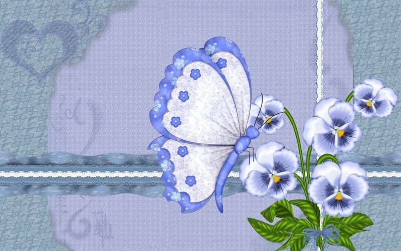 Blue Butterfly and Flowers — Calm