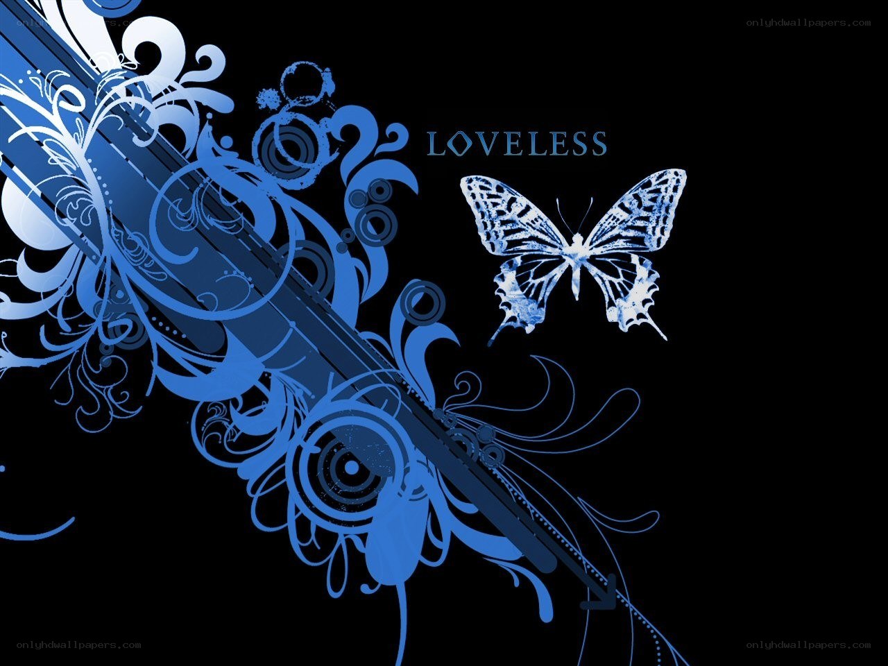 blue butterfly and guitar design