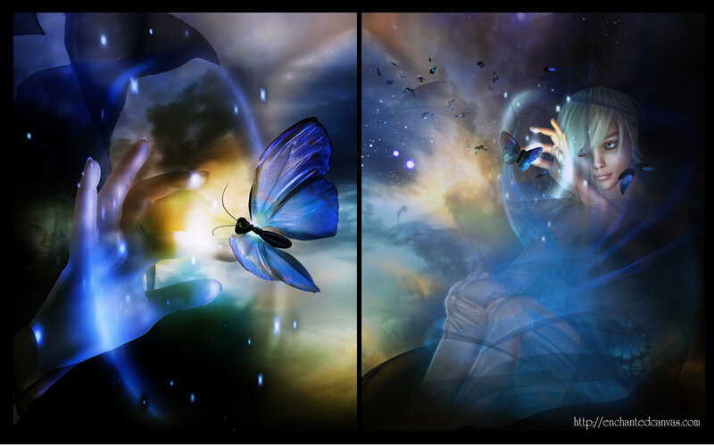 Blue Butterfly and Hands
