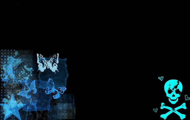blue butterfly and skull design
