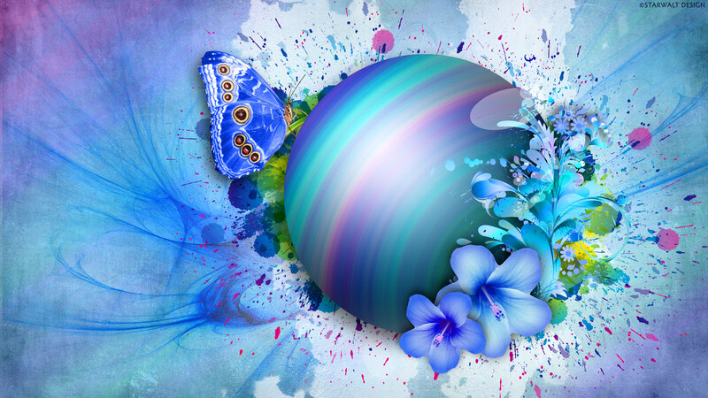 Blue Butterfly and Sphere