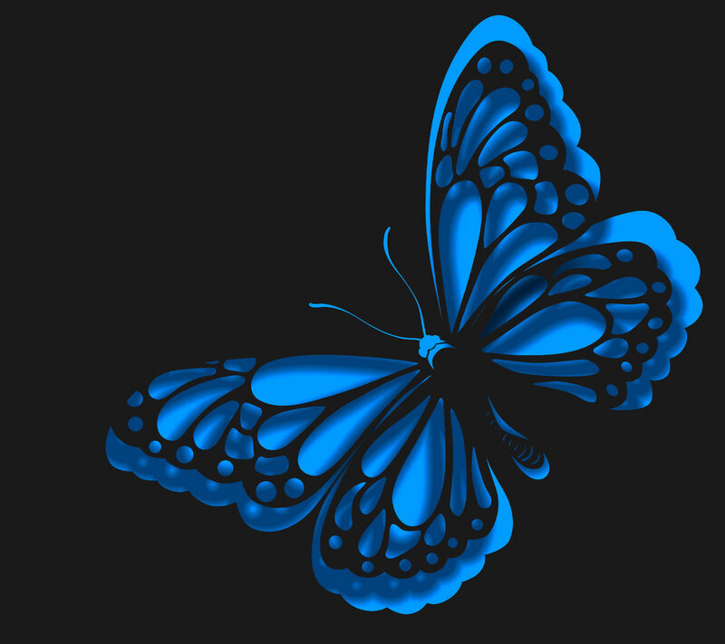 Blue Butterfly — Dramatic, Digital Art