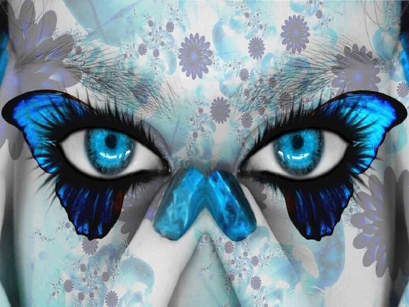 Blue Butterfly Eyes — Dreamy, Digital Art