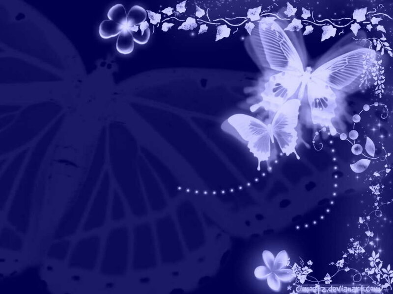 blue butterfly floral wallpaper