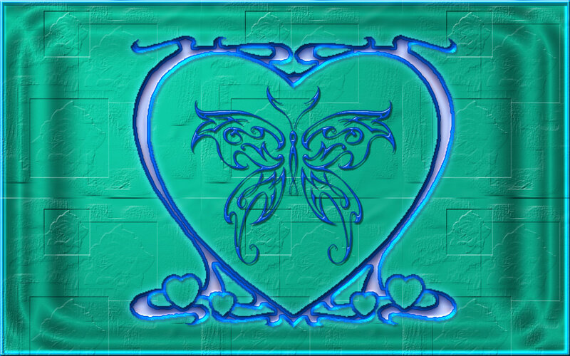 blue butterfly heart design