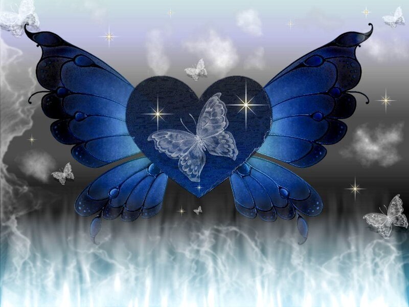 blue butterfly heart wings