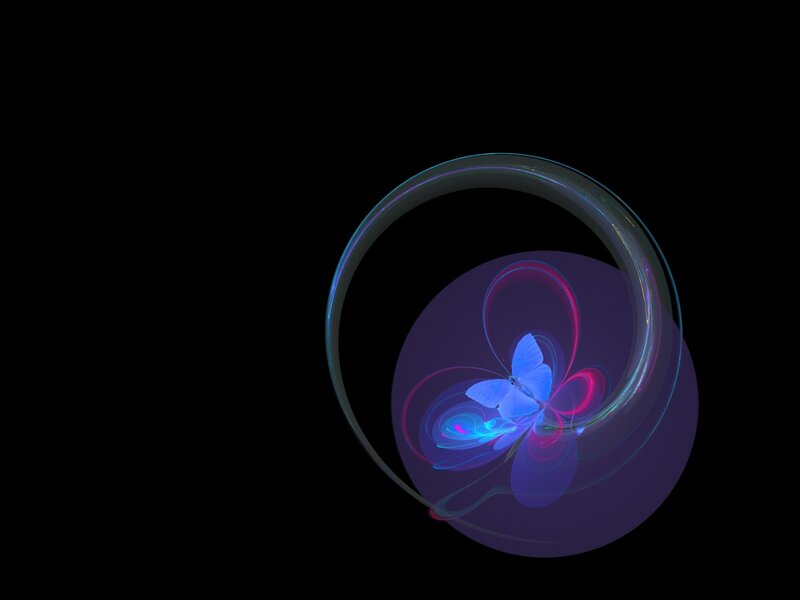 Blue Butterfly in Circle — Purple
