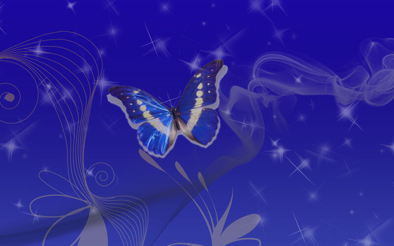 Blue Butterfly in Flight — Dreamy