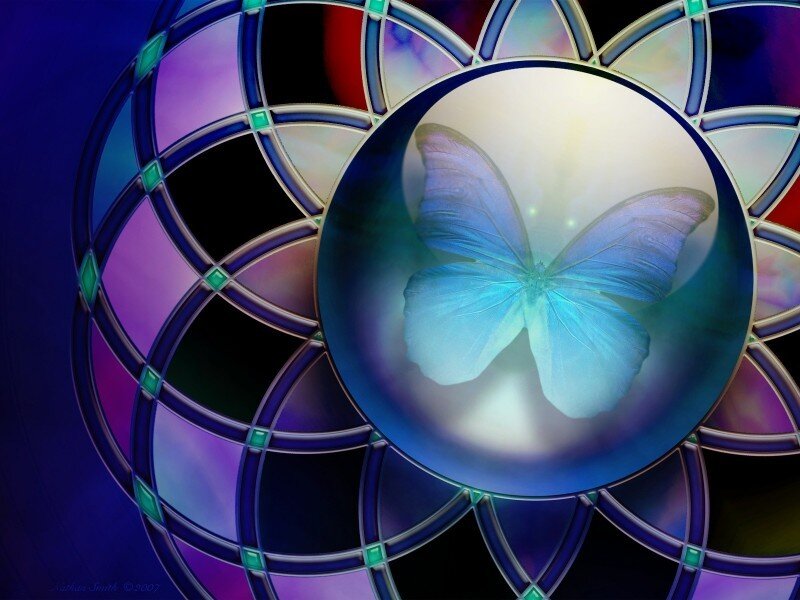 Blue Butterfly in Glass