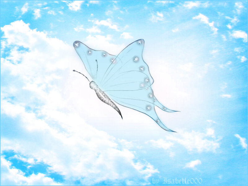 Blue Butterfly in Sky — Serene