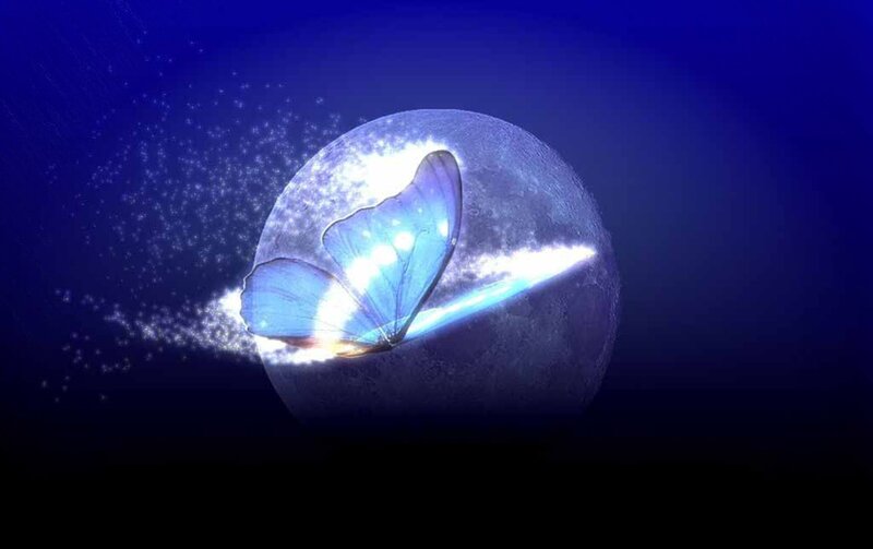 Blue Butterfly on Moon — Dreamy