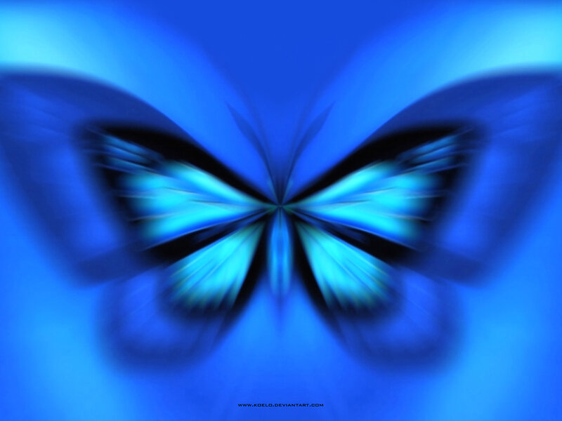 Blue Butterfly — Serene, Digital Art, Wings, Background, Cyan