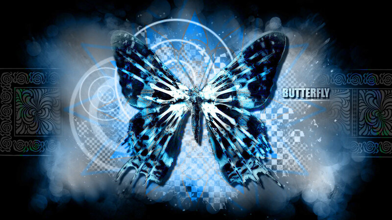 Blue Butterfly with Skeletal Wings