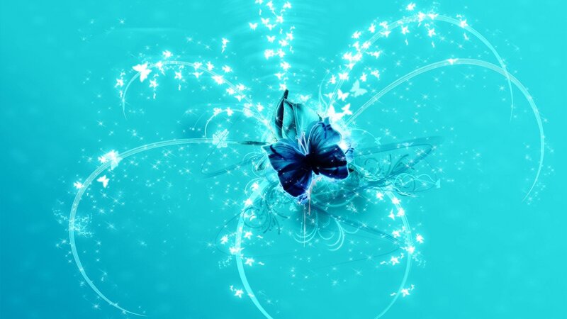 Blue Butterfly with Sparkles — Cyan, Ethereal