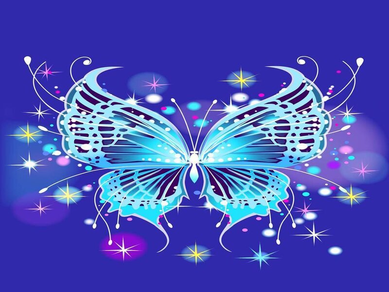 blue butterfly with stars