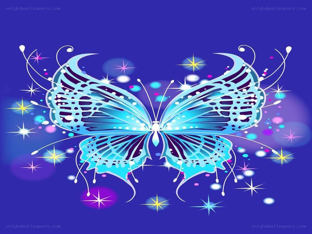 blue butterfly with stars
