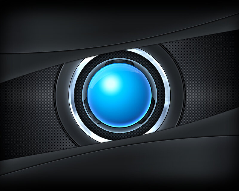 blue button on black background