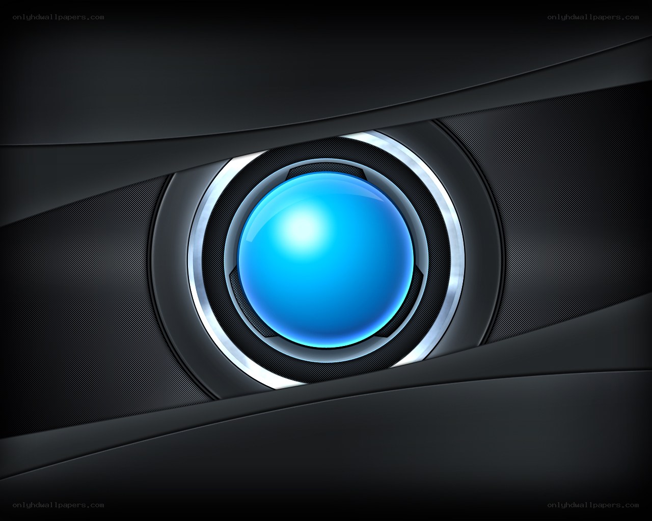 blue button on black background