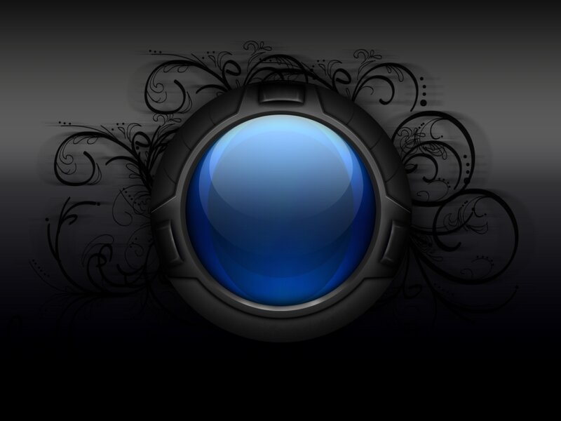 blue button with floral design