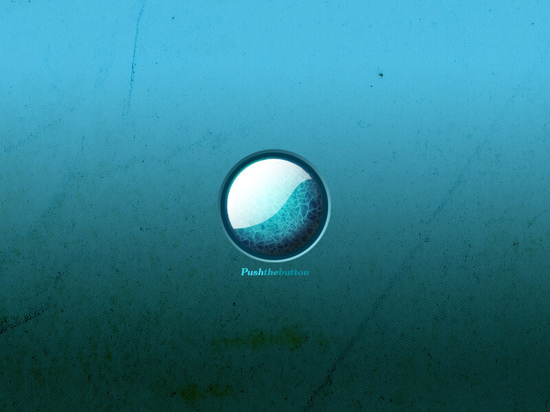 blue button with wave design