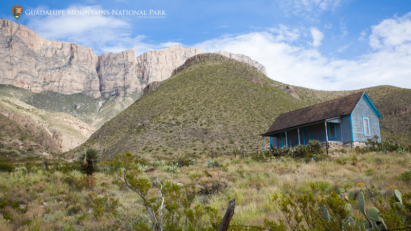 Blue Cabin in Desert