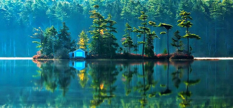 Blue Cabin on Island — Serene