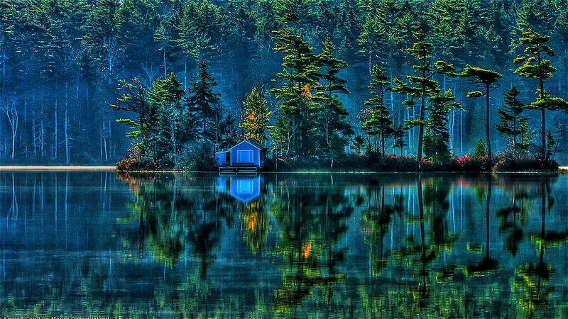 Blue Cabin on Island