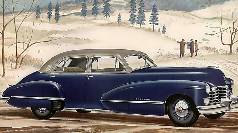 Blue Cadillac Car