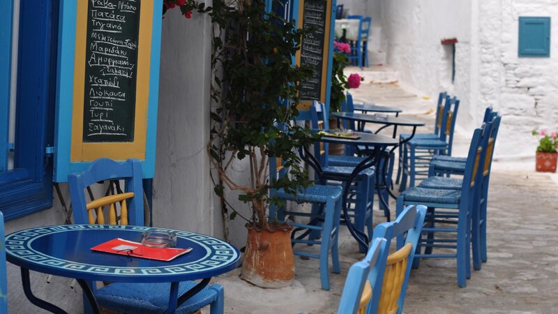 Blue Cafe Tables and Chairs