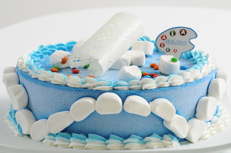 Blue Cake with Marshmallows