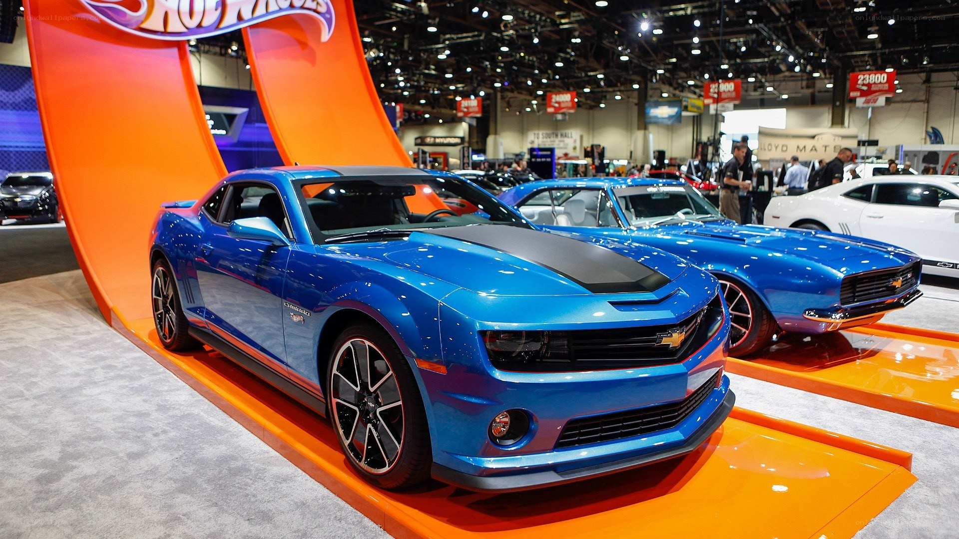 Blue Camaro at auto show