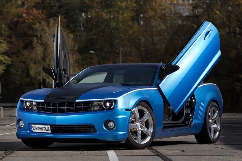 Blue Camaro Car — Dramatic, Autumn, Photograph
