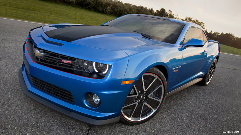 Blue Camaro Car — Dramatic, Sunset, Photograph, Asphalt