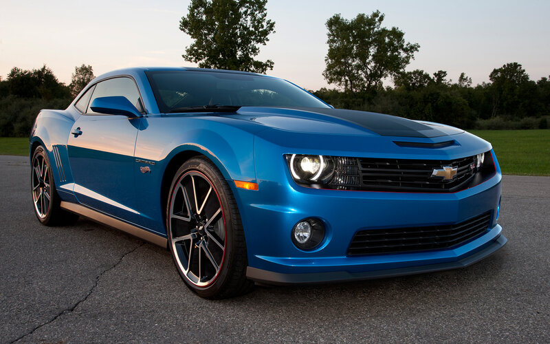 Blue Camaro Car — Dramatic, Sunset, Photograph